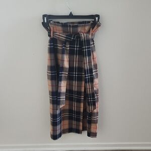 H&M Plaid Pencil Skirt with Belt